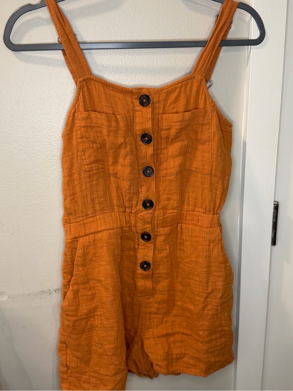 Kids Orange Button-Front Romper